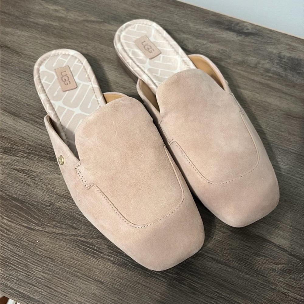 Never worn Ugg pink suede mule size 8